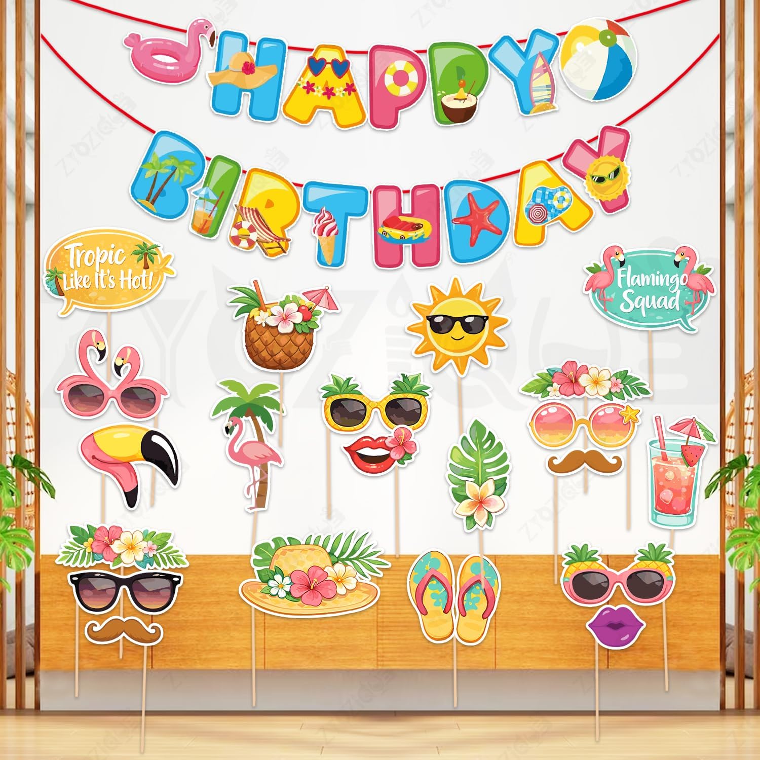 B-04 Zyozique Tropical Theme PhotoBooth Combo + Banner