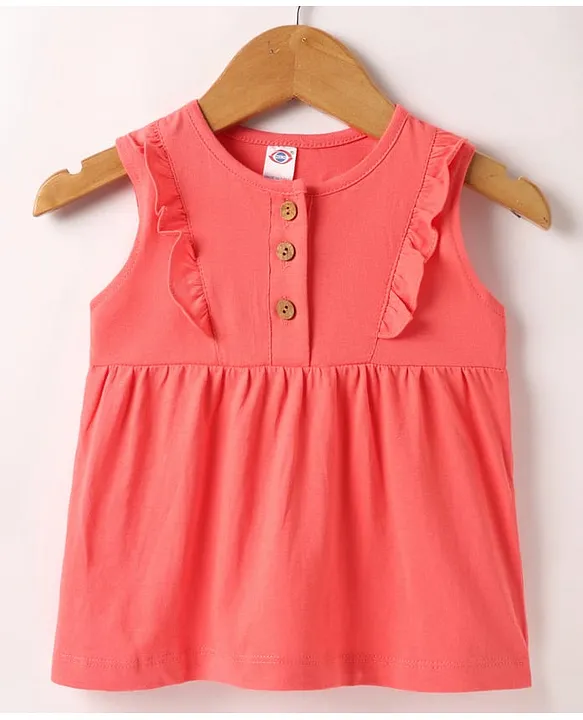 K-21 Zero Sinker Sleeveless Solid Frock w/ Frill Detail