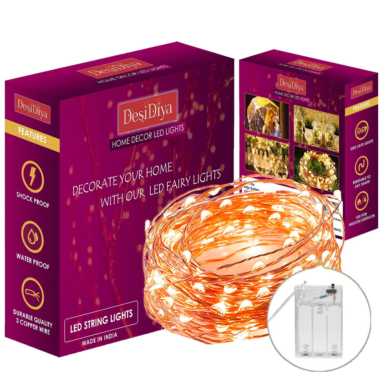 B-14 Desidiya Battery Copper Wire Fairy 10m 100 LED Warm White