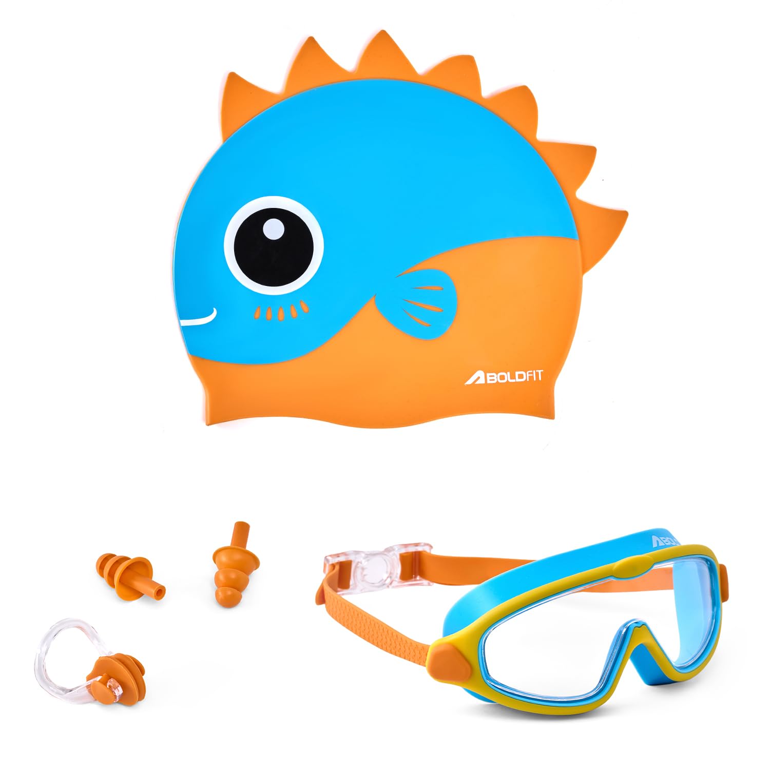 F-26 Boldfit Dino 5-in-1 Kids Swimming Set (cap + goggles + earplug + noseclip)