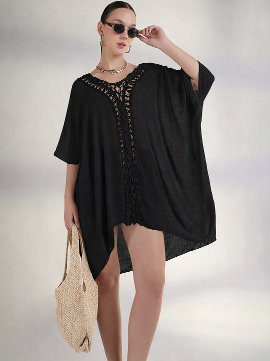 Y-NEW-Cv-A SHOWOFFFF Black Batwing V-neck