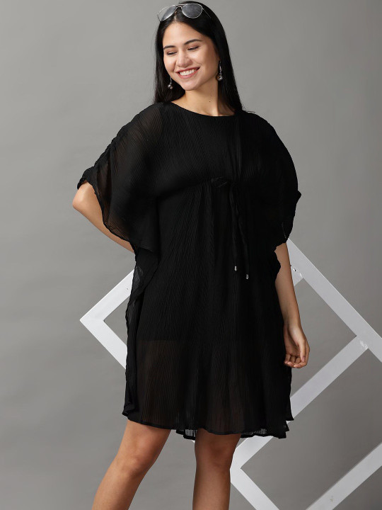Y-NEW-Cv-A SHOWOFFFF Black Self-Design Batwing