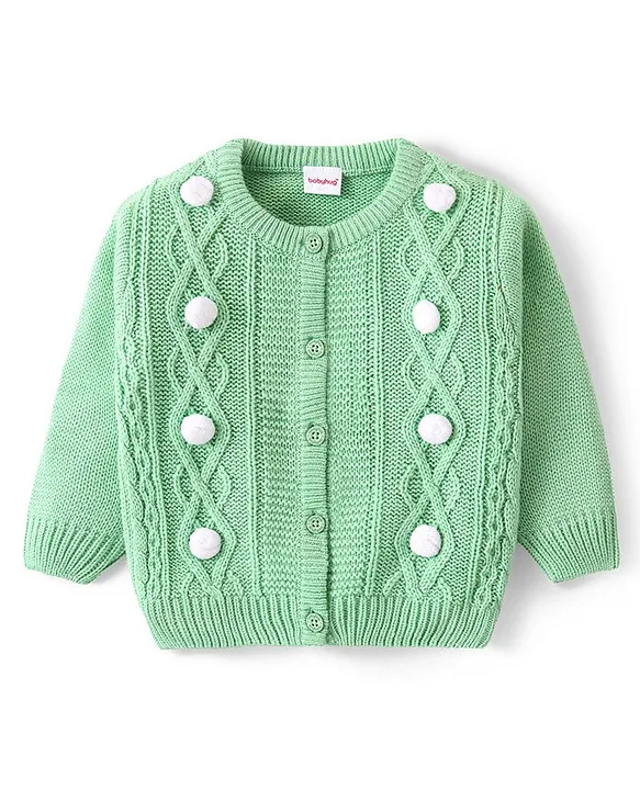 K-07 Babyhug Knitted Cable Cardigan Mint
