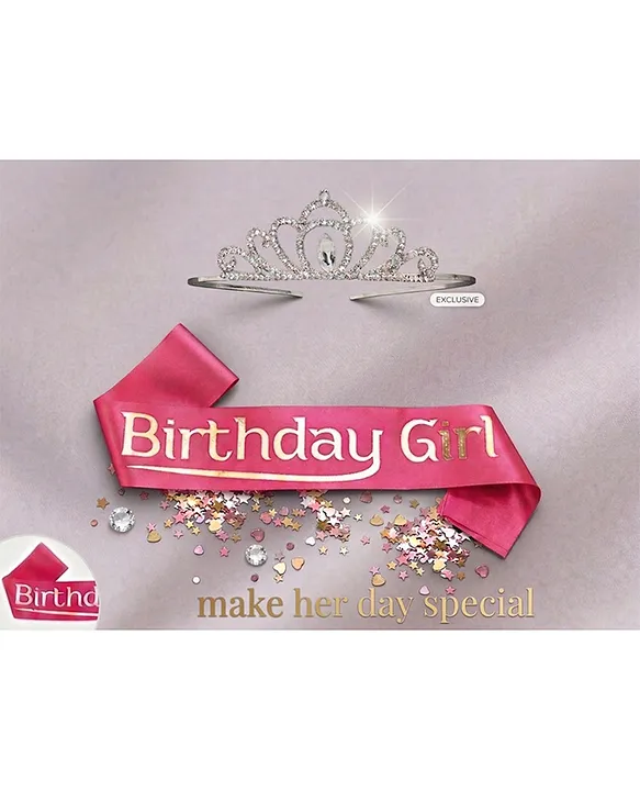 K-12 Fab N Funky Birthday Sash + Gold Tiara Kit