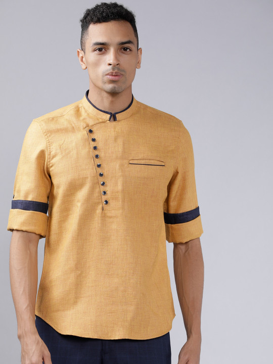 N-15 HIGHLANDER mustard slim casual shirt (stand-in)