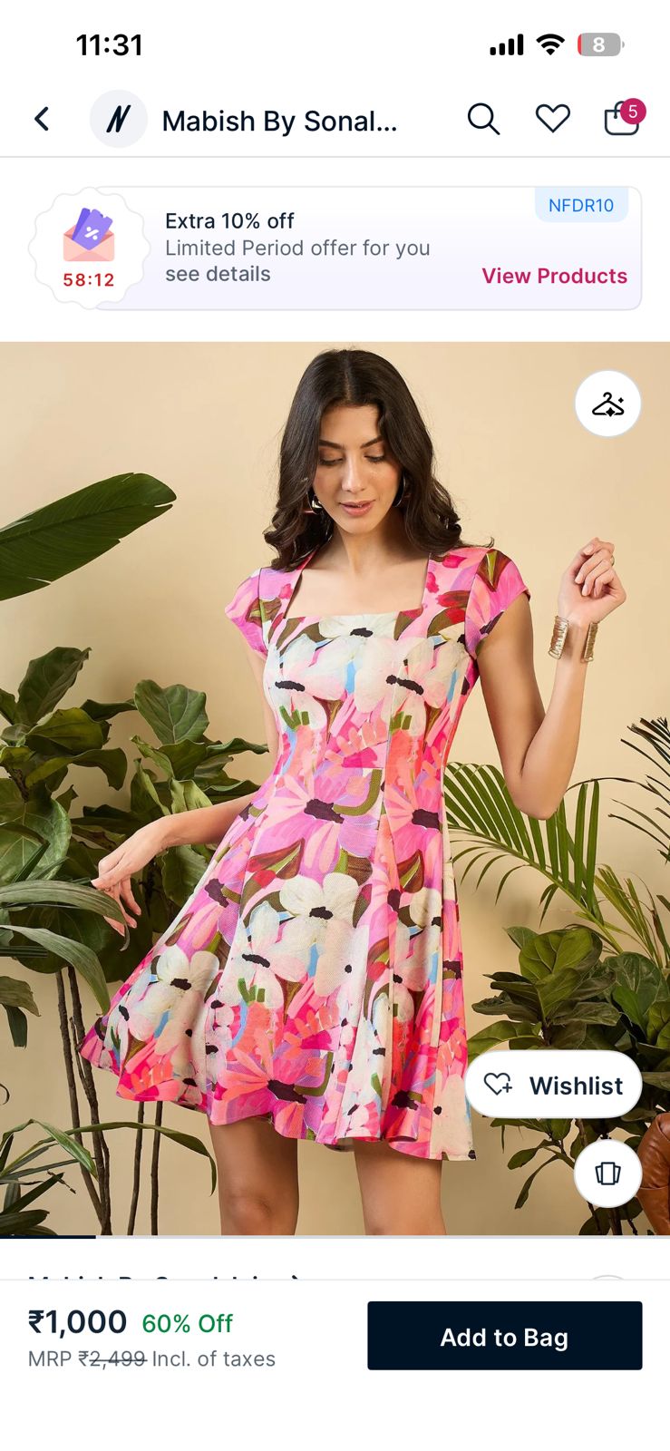OWNED-Y11 MABISH pink/coral cap-sleeve fit-flare mini